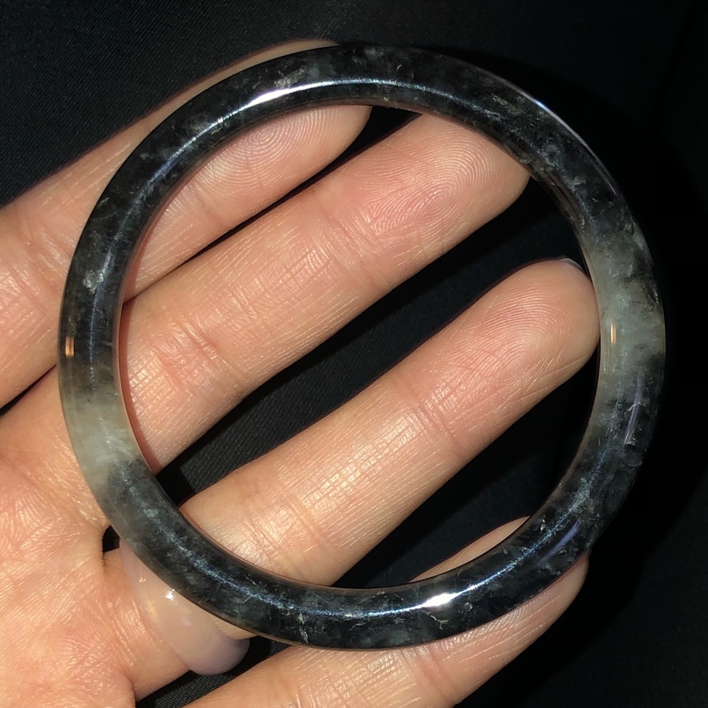 Certified Burmese Icy Black Jade “Silver Lining”